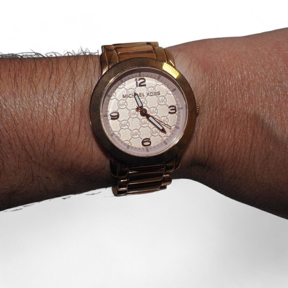 Michael Kors Women's MK3159 Signature Logo Face Rose Gold Watch